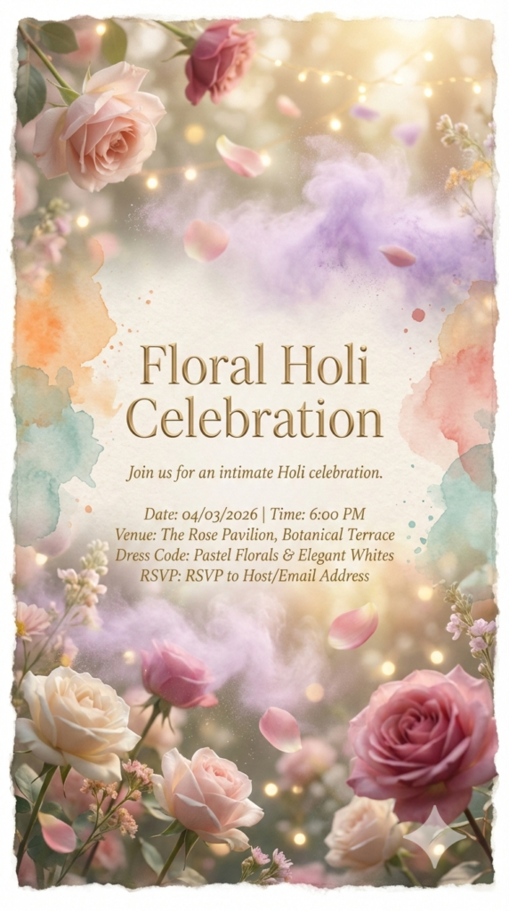 Rose Petal Mist Garden Affair elegant Holi invite maker