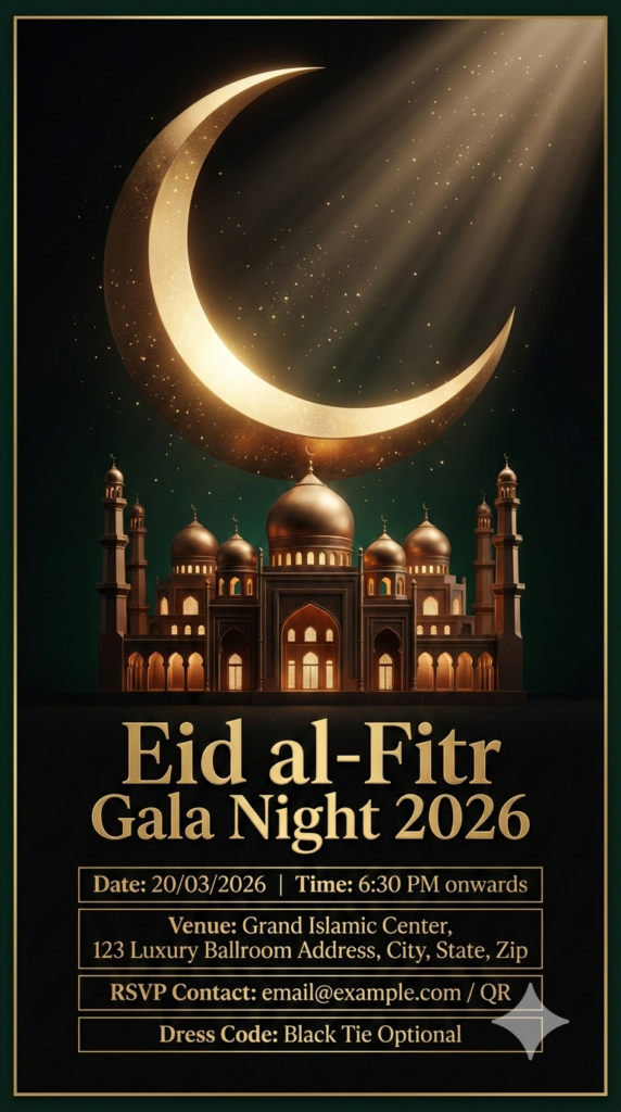 Grand Community Hall Eid Gala Invitation Template printable evite