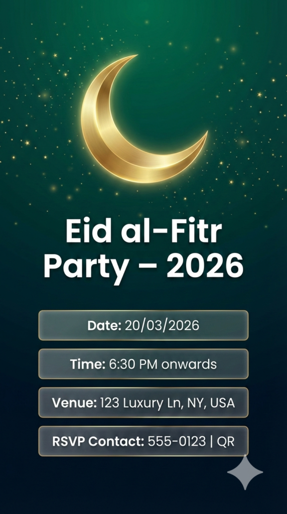 Contemporary Digital Eid Invite Instagram Ready editable evite template