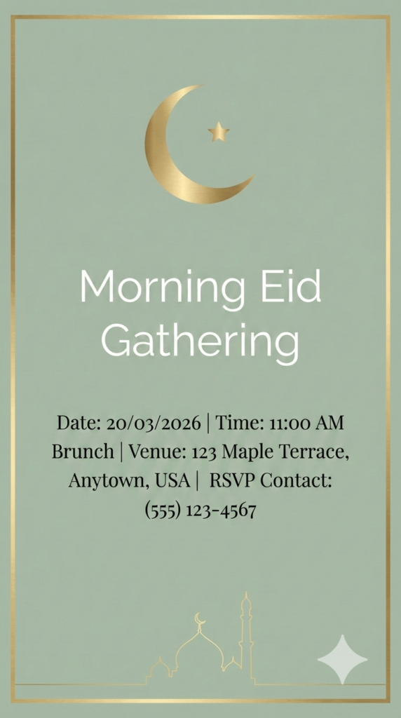 Soft Pastel Gold Eid Party Invitation minimal chic Canva layout