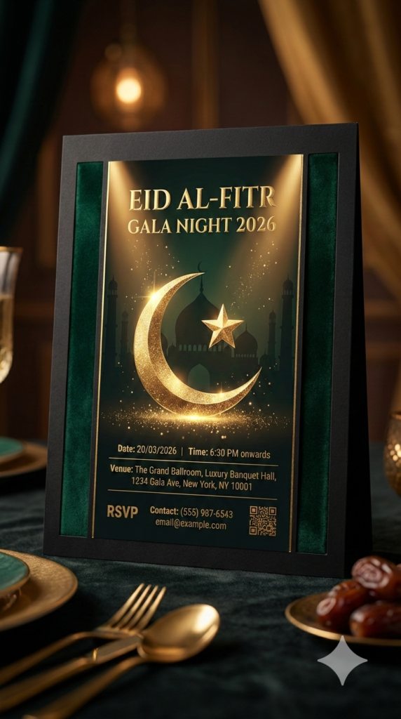 Formal Banquet Hall Eid Celebration Card upscale event stationery