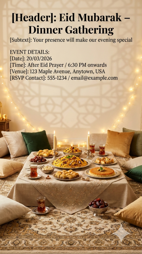 Cozy Living Room Eid Gathering Invite Islamic gathering invite card
