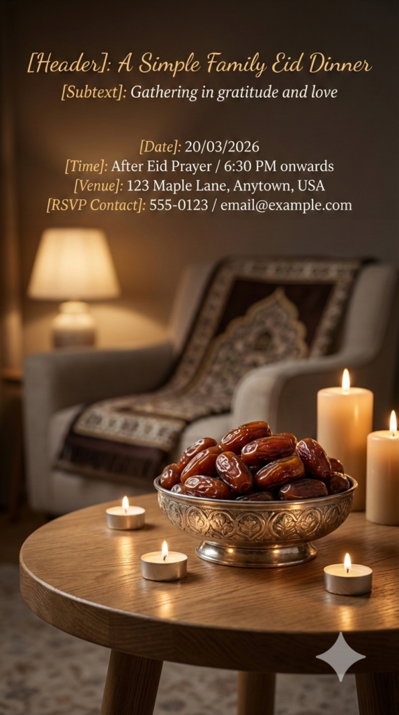 Intimate Small Family Eid Dinner Card Eid al-Adha dinner party