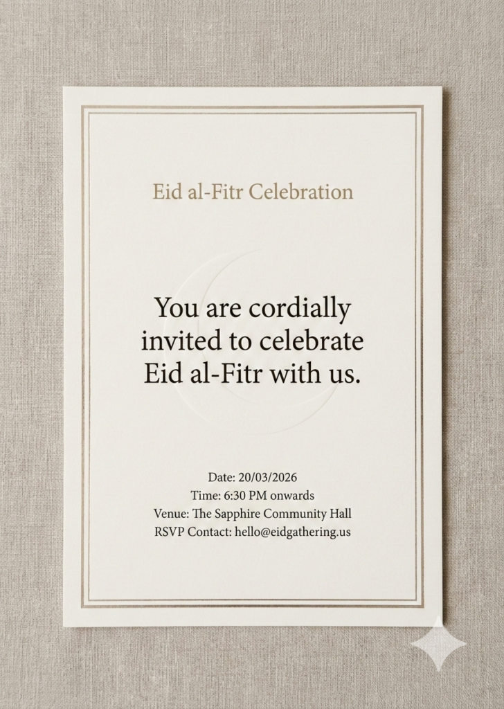 Option 2 Minimal Luxury Eid Invitation Template Minimalist Eid Card USA