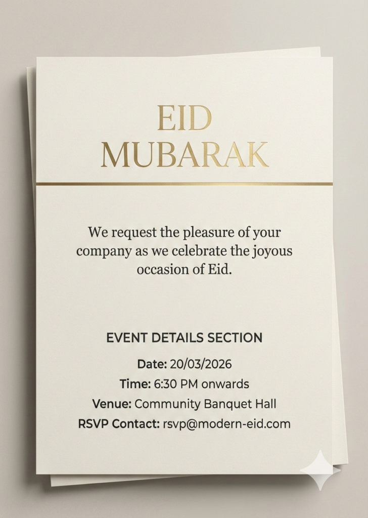 Option 3 Modern Serif Elegant Eid Printable Card Custom Eid Invite Template