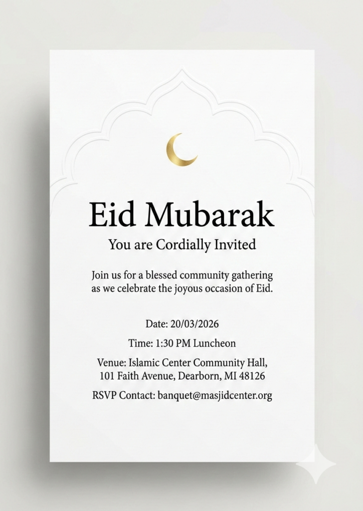 Option 4 Formal Masjid Banquet Eid Invitation Islamic stationery design card