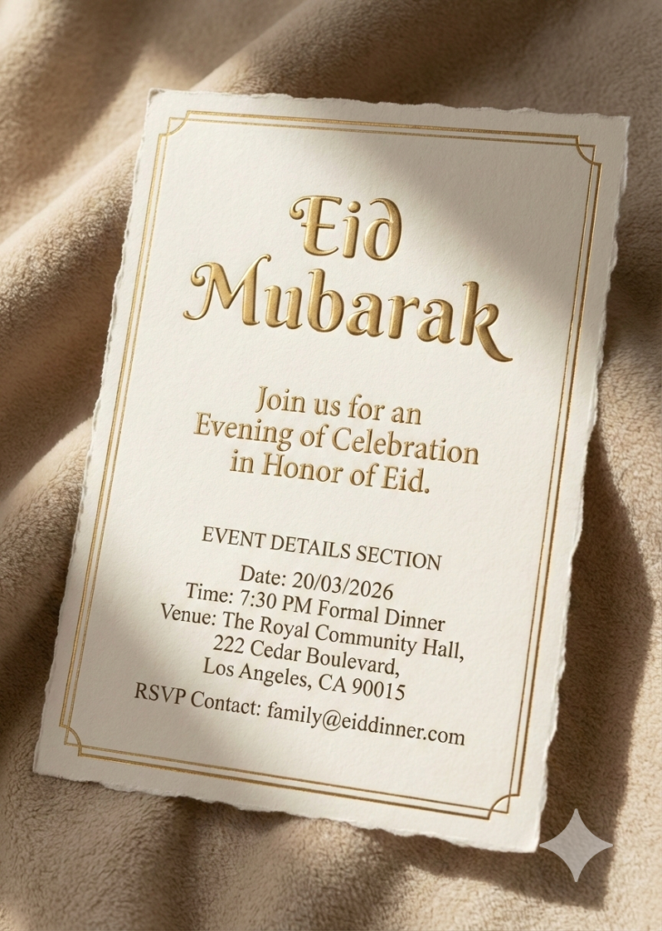 Option 5 High End Gold Foil Eid Dinner Invitation luxury Eid stationery design