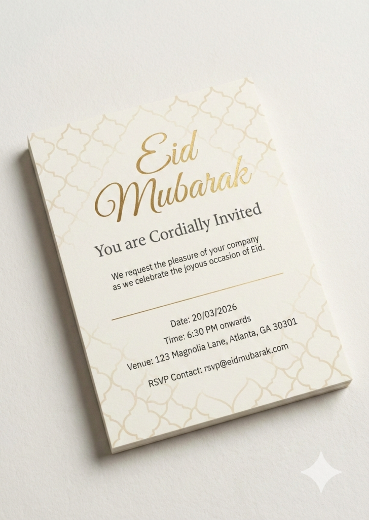 Option 6 Elegant Script Serif Combination Eid Invite printable Canva template