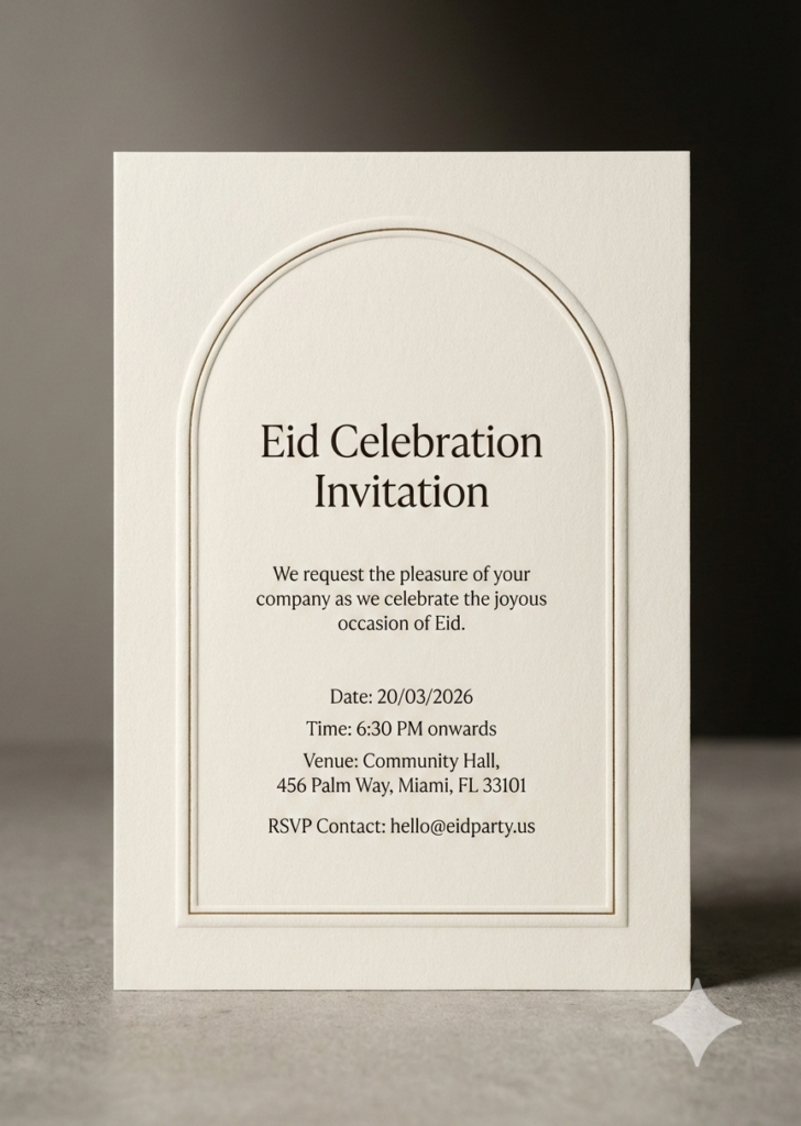 Option 7 Minimalist Vertical Arch Eid Invitation DIY modern Eid card