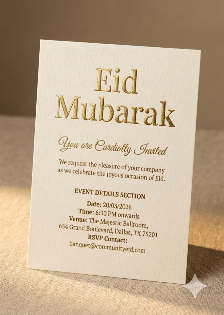 Option 10 Grand Community Eid Banquet Invitation formal large scale printable template