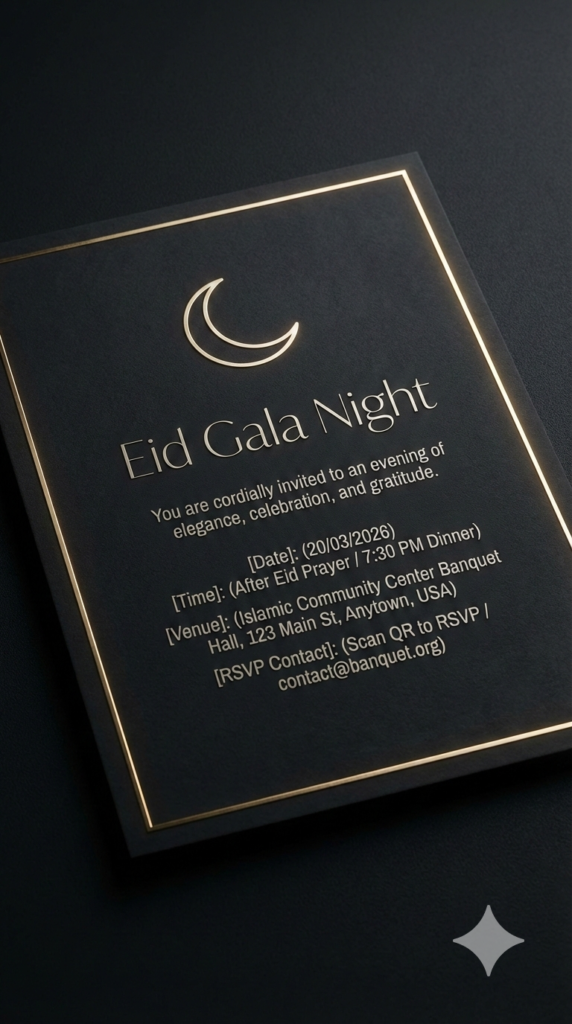 Modern Minimal Luxury Eid Banquet Invitation Clean Islamic Geometric Design