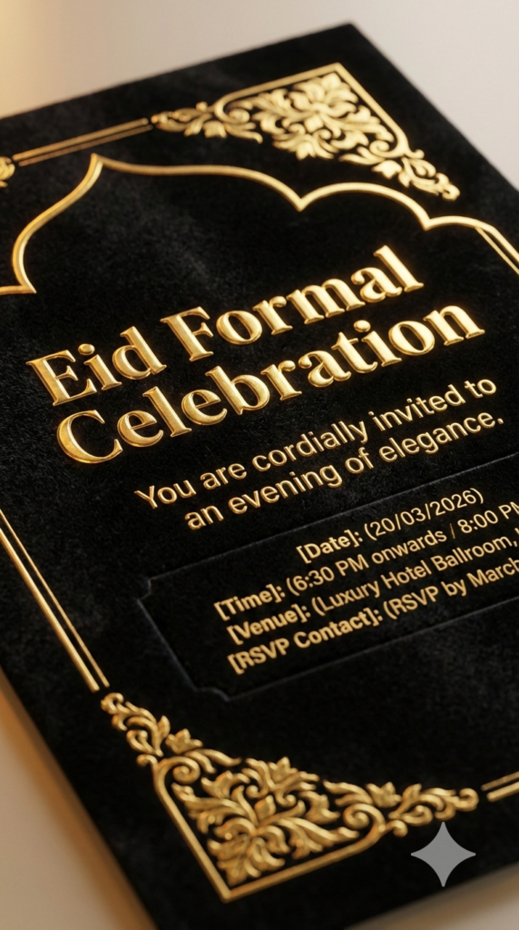 Premium Gold Foil Embossed Eid Invitation High End Event Stationary Mockup