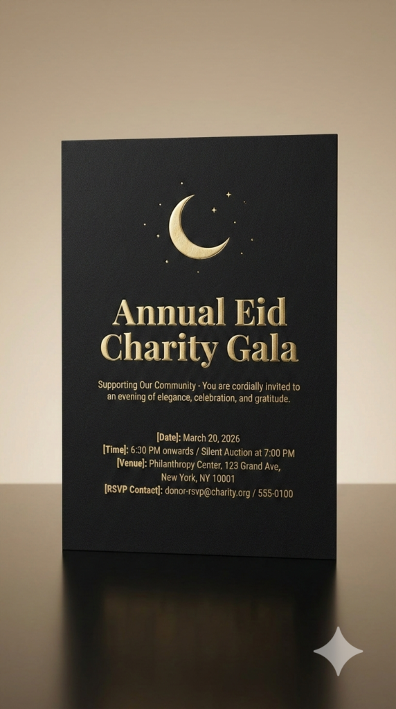 Executive Charity Eid Fundraising Gala Professional Islamic Event Invite