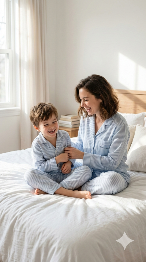 Casual Matching Pajama Morning Session Mommy and Me AI Prompt