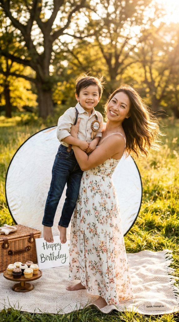 Outdoor Park Birthday Mommy and Me Session Portrait Prompt