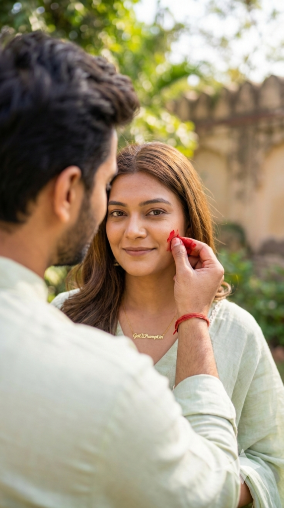 Romantic Cheek Color Apply Intimate Oxytocin Trigger Holi Couples AI