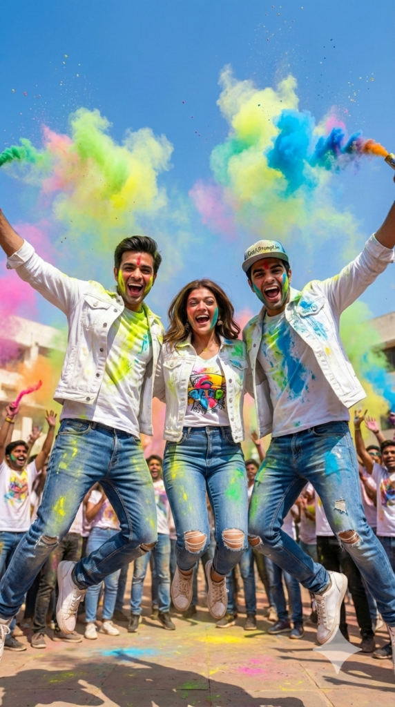 Jump Shot Mid Air Color Splash Ultimate Dopamine Spike High Speed AI Holi