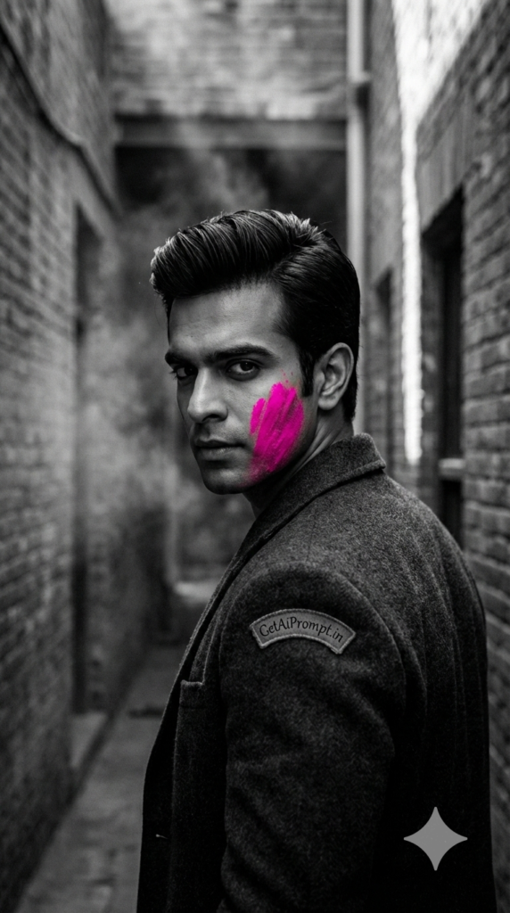 Over the Shoulder Dramatic Look Selective Color AI Fine Art Portrait