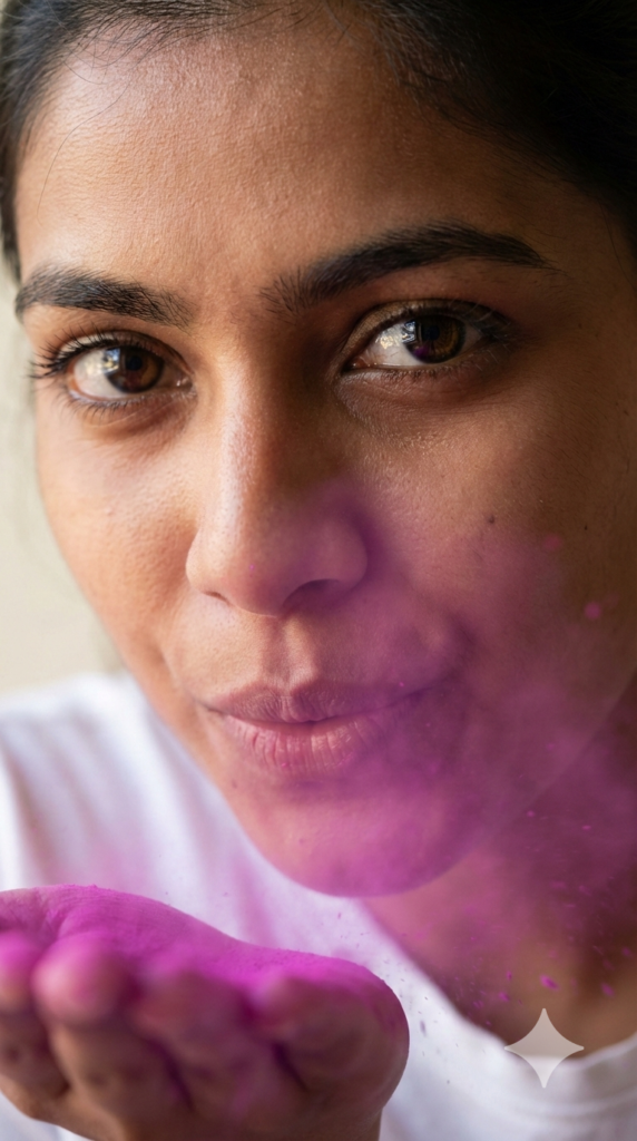 Close Up Eye Focus with Color Dust Hypnotic Curiosity Hook Holi Macro Photography AI