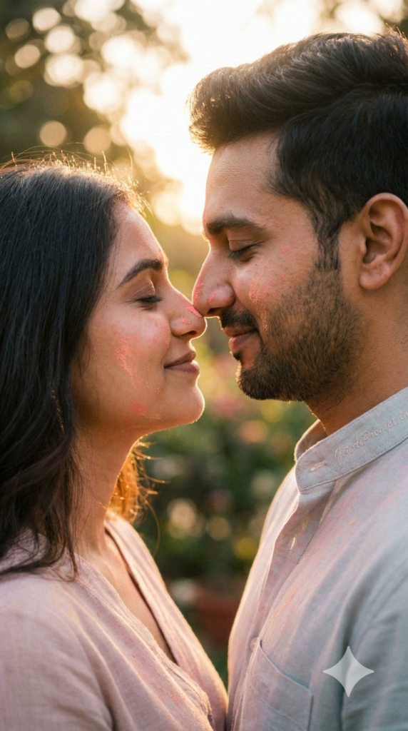 Romantic Nose Touch Tender Oxytocin Trigger Intimate Couple Holi AI