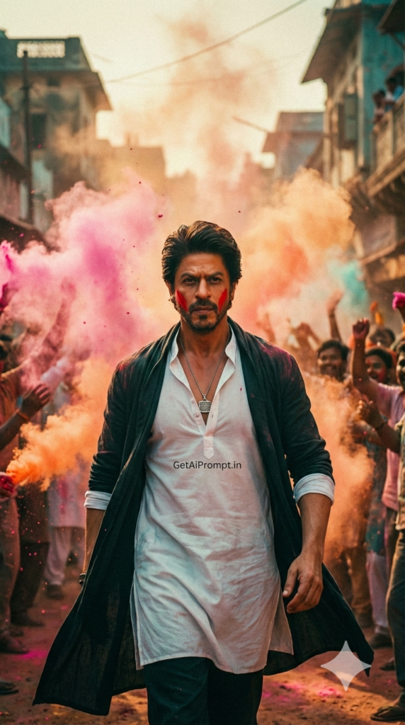 Slow Walk Through Color Tunnel Cinematic Hero Shot Holi AI Editorial