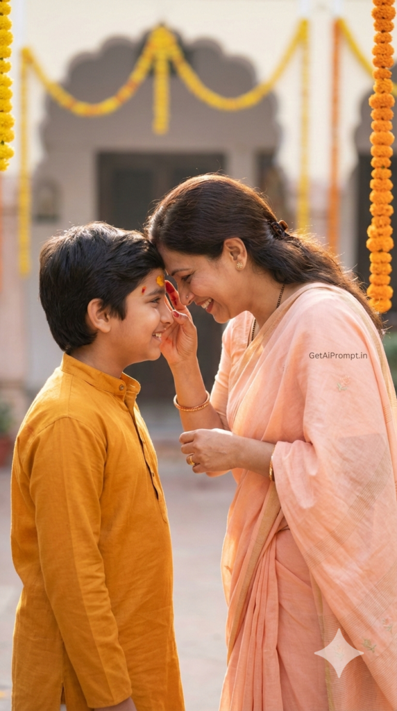 Mother and Child Forehead Touch Oxytocin Family Holi AI Portrait