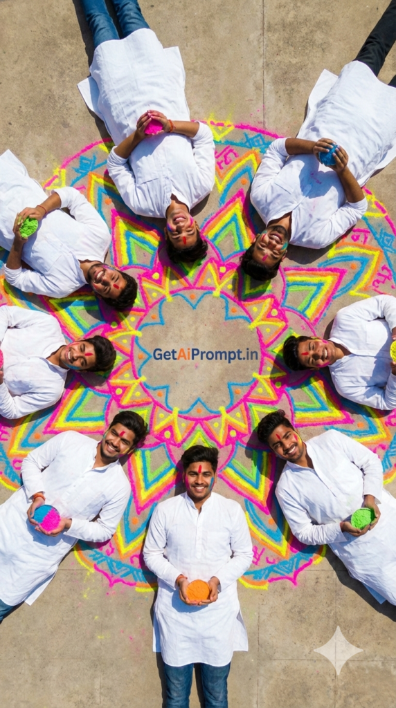 Drone Top Shot Color Mandala Formation Viral Geometric Holi AI