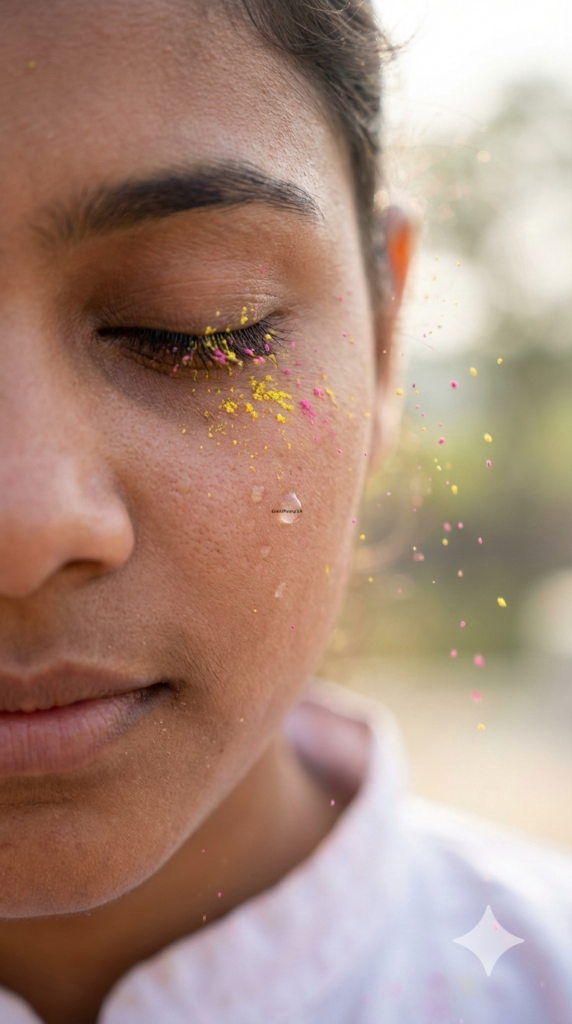Close Macro Shot Color Eyelashes Aesthetic Fine Art Holi AI Portrait