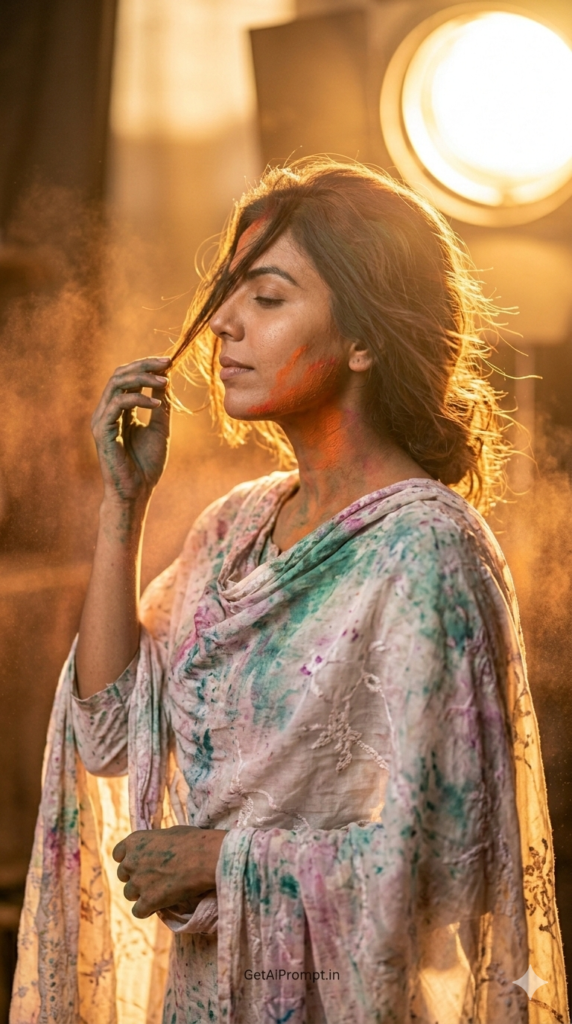 Golden Hour Washout Ethereal AI Prompt and Poetic Festival Sunset Portrait