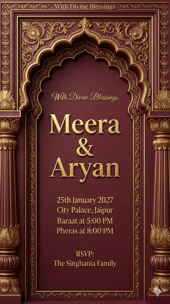 Palace Gate Fold Design Royal Indian Wedding Invitation Card