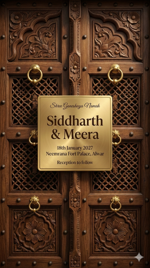 Heritage Haveli Door Theme Royal Indian Wedding Card