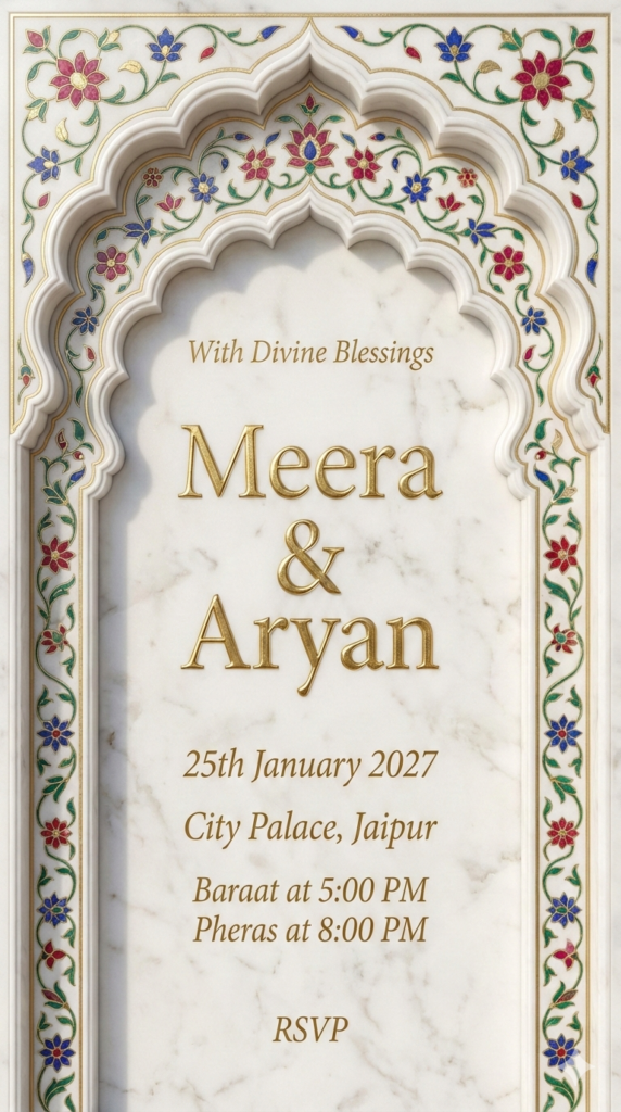 Marble Palace Architecture Royal Indian Wedding Card Design