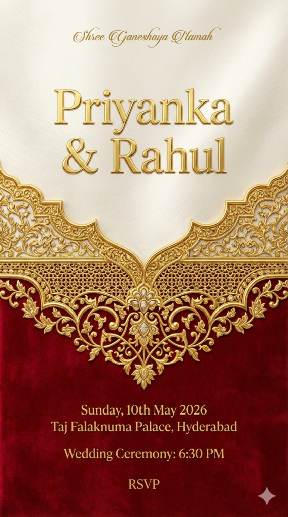 Royal Red & Ivory Dual Tone Heritage Wedding Invitation