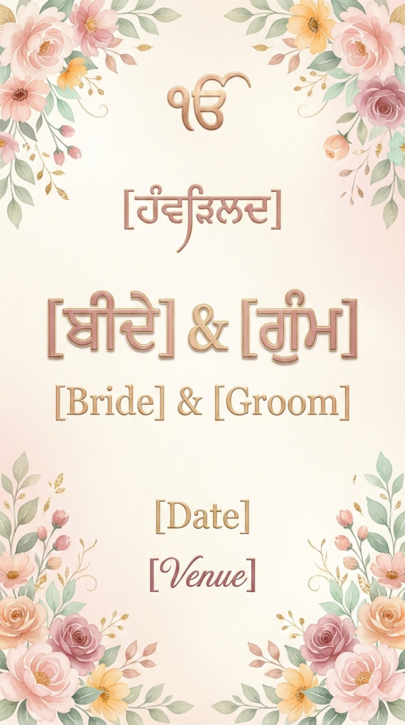 Floral Pastel Punjabi Anand Karaj Invitation AI Card Generator Aesthetic Design