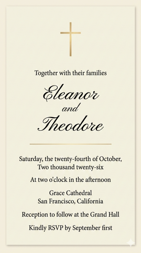 Cross Symbol Minimalist Full-Screen Invitation - Elegant Christian Wedding Card