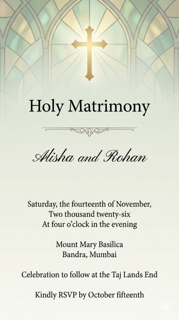 Stained Glass Inspired Sacred Invitation Digital Christian Church Wedding Card