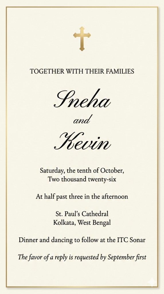 Gold Frame Border Classic Church Invitation Traditional Christian Wedding Invitation