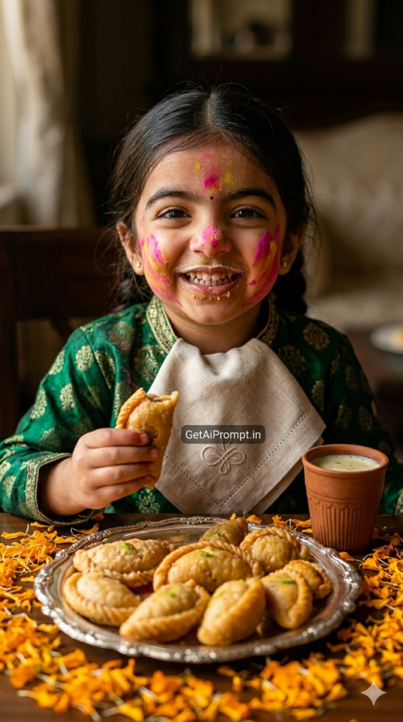 Traditional Gujiya and Thandai Feast and Premium Indian Festival Food Photography