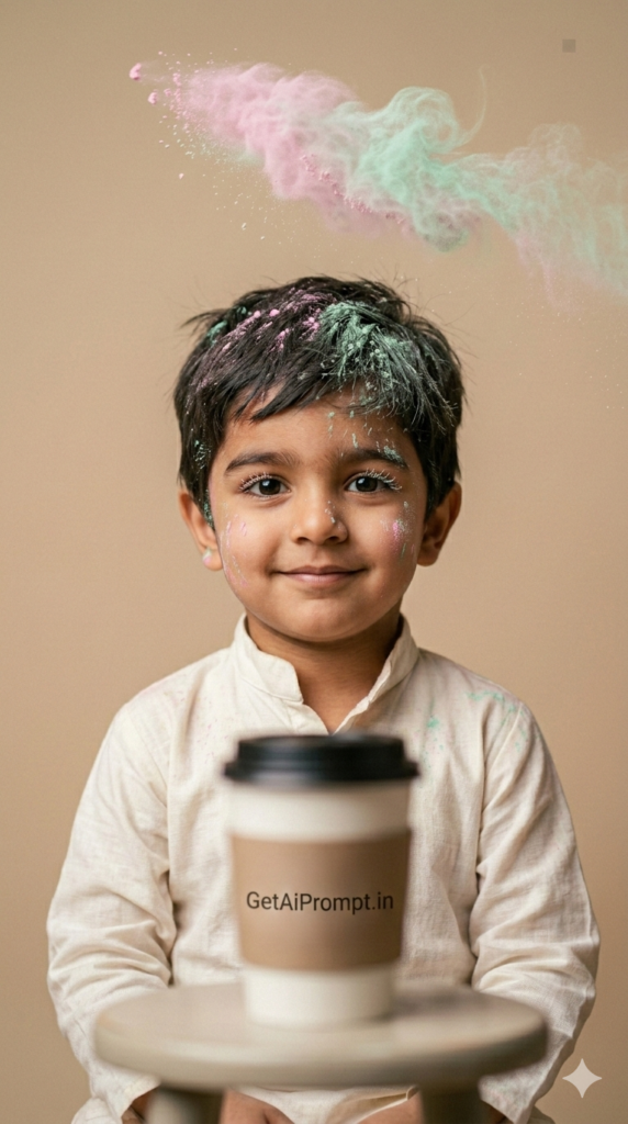 Minimalist Vogue Kids Holi Portrait Aesthetic and Pastel Baby Festival Photography