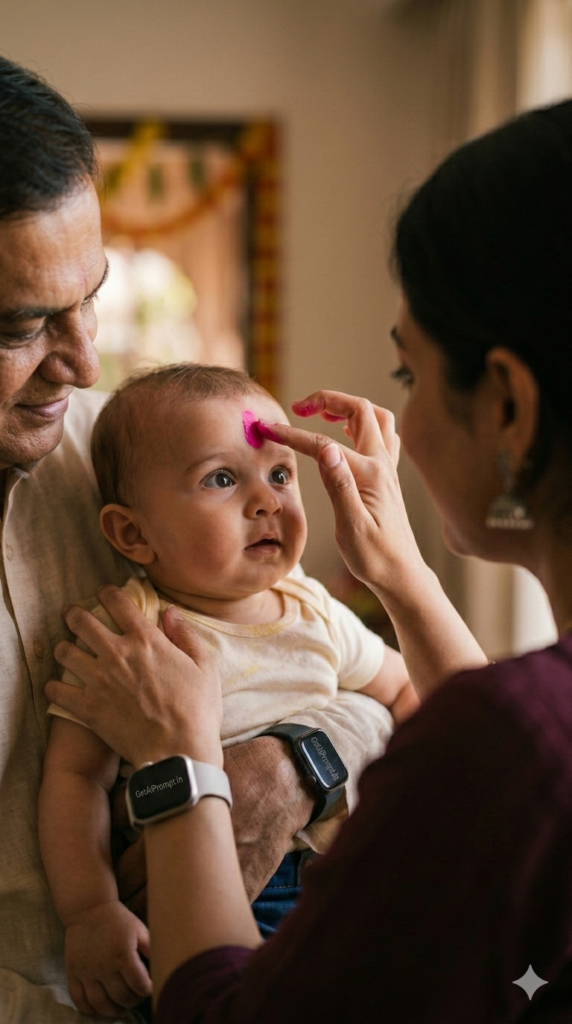 Option 9 The Tender Forehead Tika Close-Up and Emotional Parent Child Festival Portrait