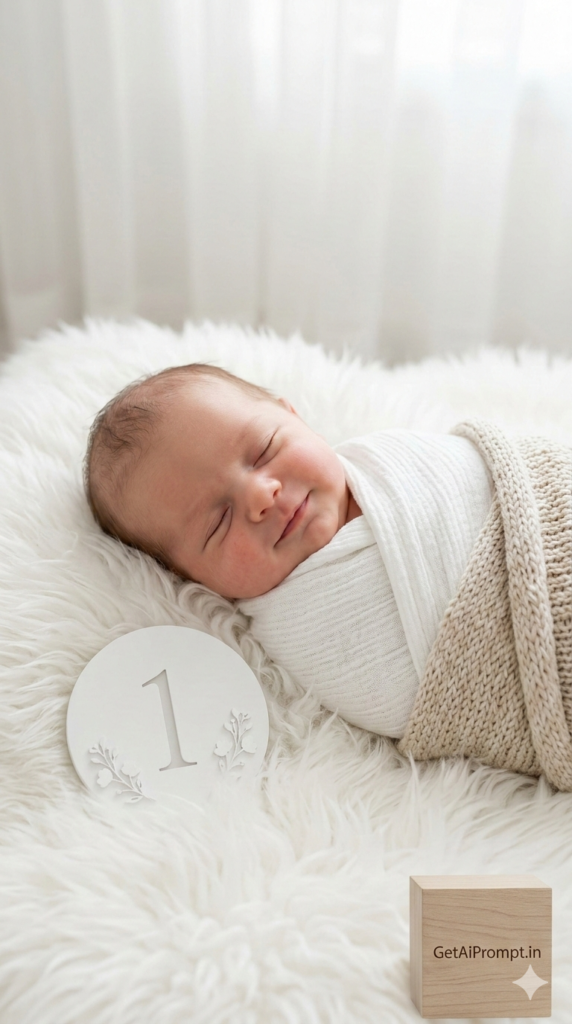 Ethereal White Cloud Newborn Photography Prompt AI Baby Photo Ideas