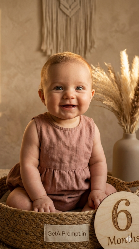 Boho Organic Sitter Baby Milestone Portrait Prompt Pinterest Aesthetic Baby Photo