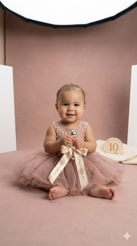 Soft Princess Editorial Milestone Photography Prompt High Fashion Baby Portrait