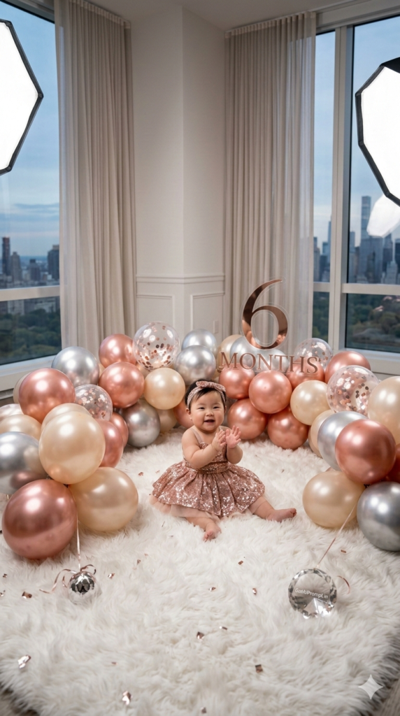 Quarter-Year Glam Milestone Photography Prompt Luxury Baby Portrait
