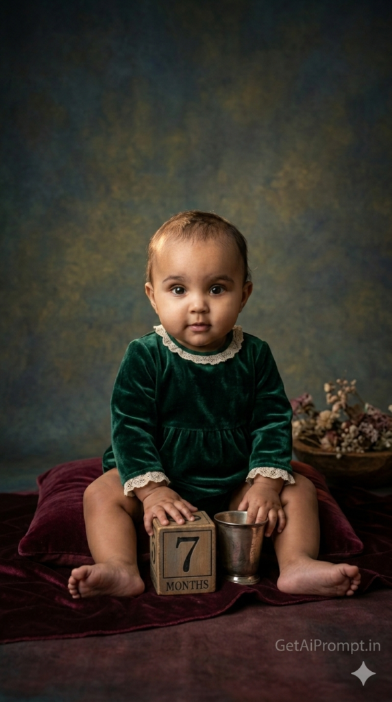 Artistic Fine Art Canvas Milestone Baby Prompt Classic Painting Style Portrait