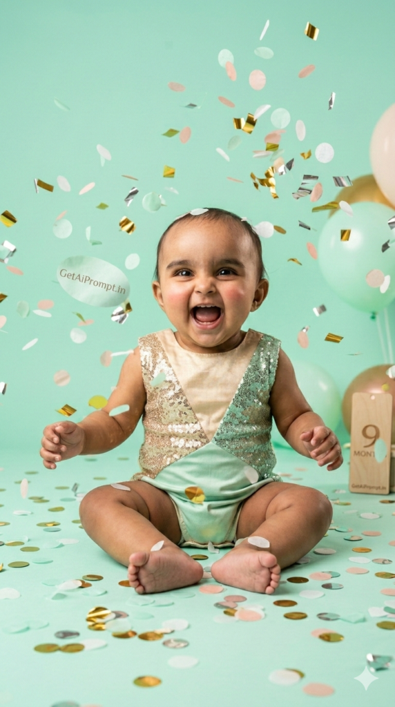 Confetti Celebration Milestone Photography Prompt Dynamic Baby Party Photo