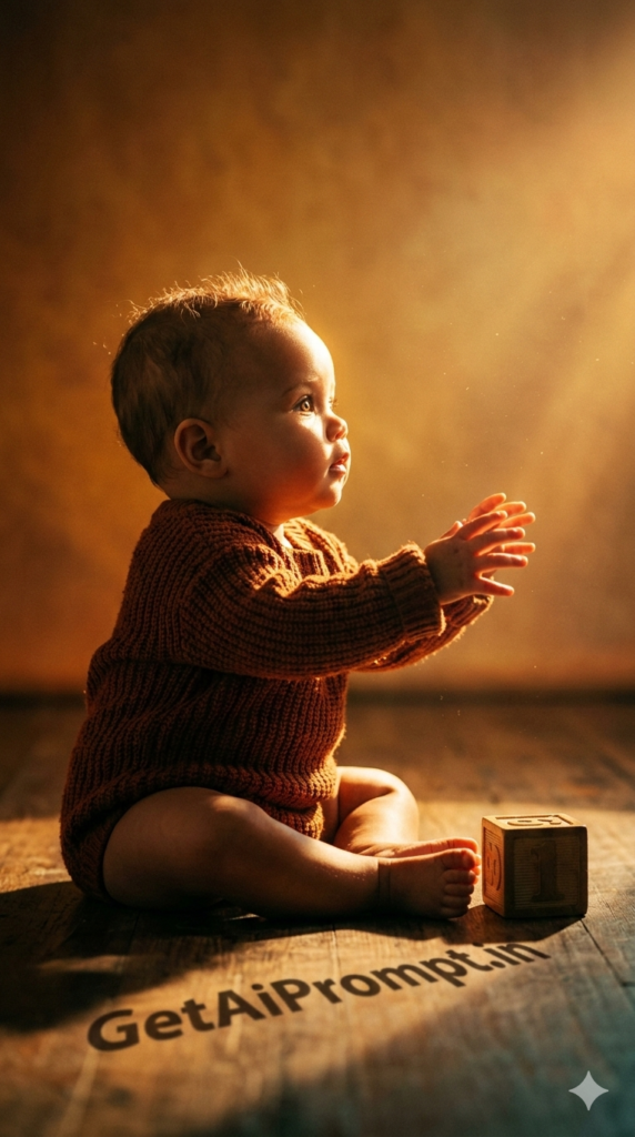 Golden Hour Studio Simulation Baby Photography Prompt Sunset Milestone Portrait