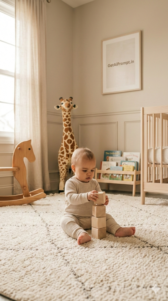 Cozy Nursery Corner Series In-Home Lifestyle Prompt Upscale Baby Room Portrait