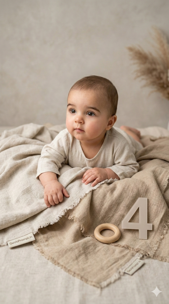 Neutral Linen Editorial Series Baby Photo Prompt Fine Art Minimalist Portrait