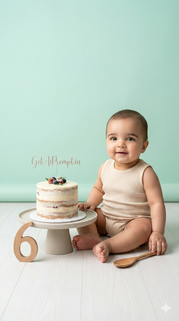 Minimal Cake Accent Monthly Baby Prompt Mess Free Cake Smash